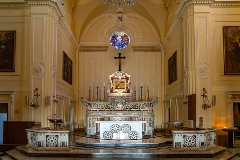 Altar of the Basilica of Santa Maria de Finibus Terrae in Santa Maria di Leuca, Apulia, Italy
