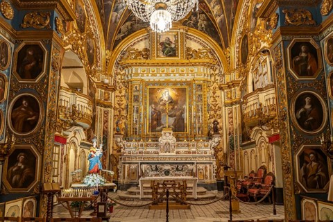 Interior of the Chiesa di Santa Maria della Purità church in Gallipoli, Apulia, Italy