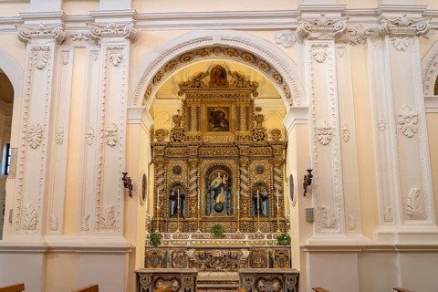 Altar of the church Chiesa di San Francesco d'Assisi in Gallipoli, Apulia, Italy