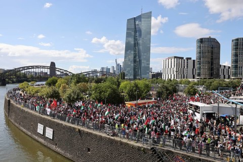 Several thousand people take part in a pro-Palestine demonstration under the slogan United 4 Gaza
