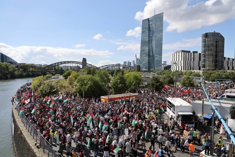 Several thousand people take part in a pro-Palestine demonstration under the slogan United 4 Gaza