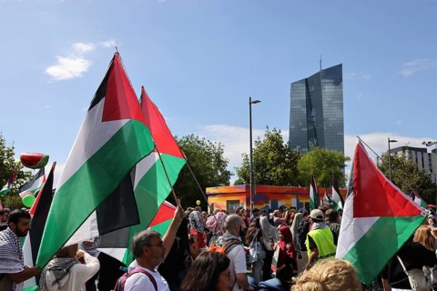 Several thousand people take part in a pro-Palestine demonstration under the slogan United 4 Gaza