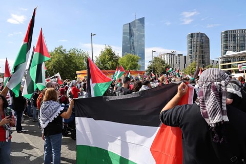 Several thousand people take part in a pro-Palestine demonstration under the slogan United 4 Gaza