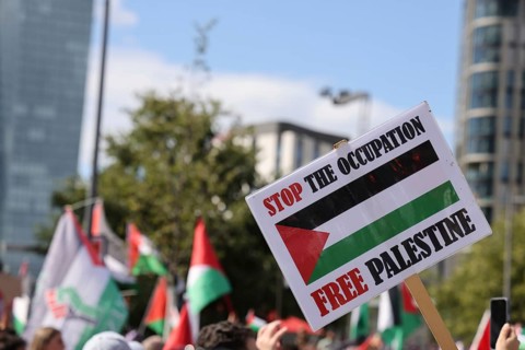 Several thousand people take part in a pro-Palestine demonstration under the slogan United 4 Gaza
