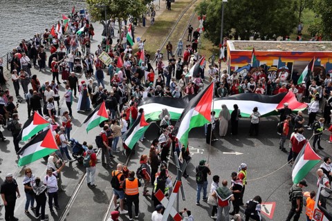 Several thousand people take part in a pro-Palestine demonstration under the slogan United 4 Gaza