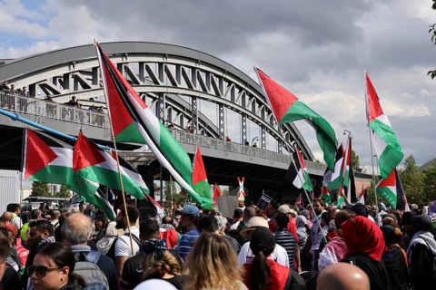 Several thousand people take part in a pro-Palestine demonstration under the slogan United 4 Gaza