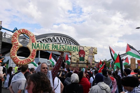 Several thousand people take part in a pro-Palestine demonstration under the slogan United 4 Gaza