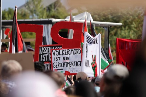 Several thousand people take part in a pro-Palestine demonstration under the slogan United 4 Gaza
