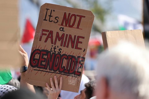Several thousand people take part in a pro-Palestine demonstration under the slogan United 4 Gaza