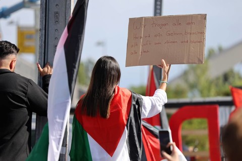 Several thousand people take part in a pro-Palestine demonstration under the slogan United 4 Gaza