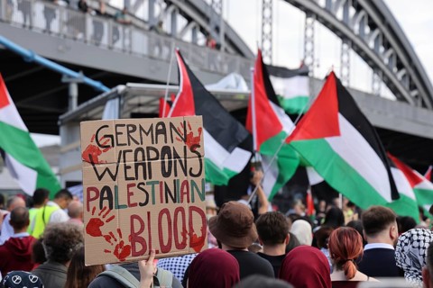 Several thousand people take part in a pro-Palestine demonstration under the slogan United 4 Gaza
