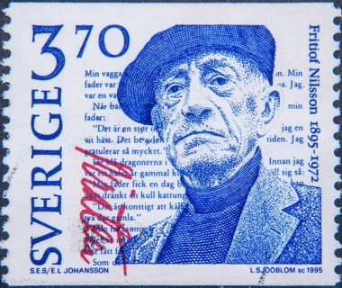 Fritiof Nilsson Piraten, (1895, 1972) Swedish author and lawyer. Portrait on Swedish postage stamp