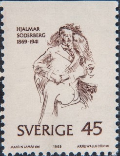 Hjalmar Söderberg, 1869, 1941, a Swedish author, writer and translator. Portrait on Swedish postage