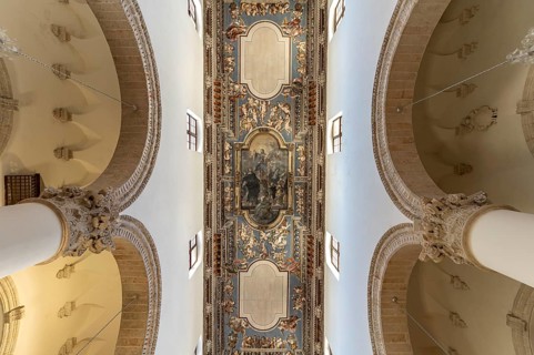 Painted wooden ceiling of the Chiesa di San Domenico church in Monopoli, Apulia, Italy
