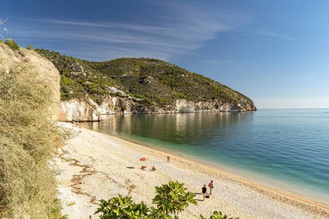 The beach at Baia Di Mattinatella, Mattinata, Gargano, Apulia, Italy