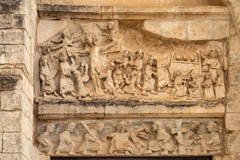 Relief above the portal to the Tomba di Rotari or San Giovanni Battista in Tomba in Monte