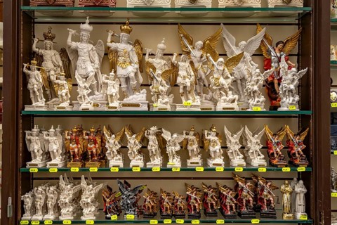 Archangel Michael as a souvenir, Monte Sant'Angelo, Gargano, Apulia, Italy