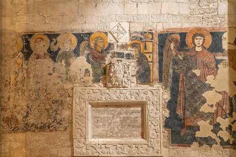 Frescoes in the church of Santa Maria Maggiore in Monte Sant'Angelo, Gargano, Apulia, Italy