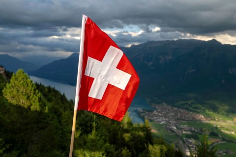 Swiss flag, Interlaken, Switzerland