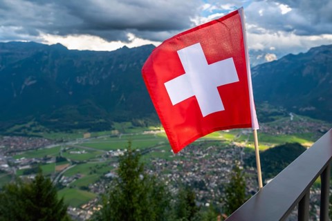 Swiss flag, Interlaken, Switzerland