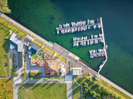 Marina on the Goitzsche, moorings on the Great Lake Goitzsche, Bitterfeld, Saxony-Anhalt,