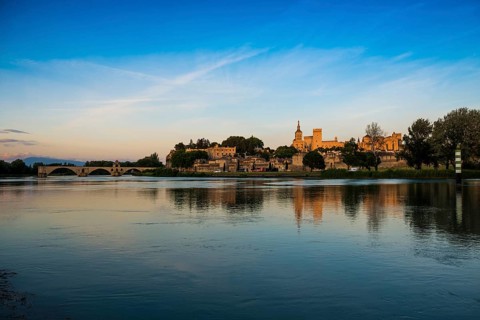 Palace of the Popes, Palais des Papes, sunset, Avignon, Provence, France