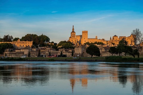 Palace of the Popes, Palais des Papes, sunset, Avignon, Provence, France