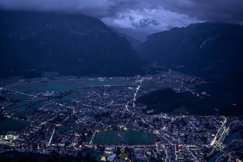 Overview Dusk Interlaken Höhenmatte, Interlaken, Switzerland