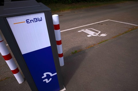 Car park with EnBW charging station for electric cars, charging station, e-charging station,