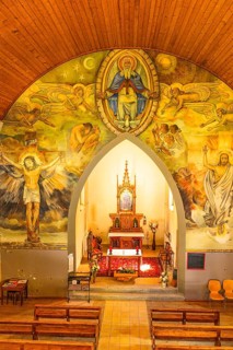 Fresco painting with Christian motifs, Saint Barthélemy Church, Zinal, Val d'Anniviers, Valais