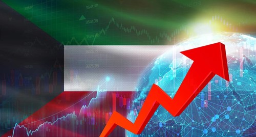 Global financial growth with Kuwait flag. Financial growth with Kuwait flag on economic background