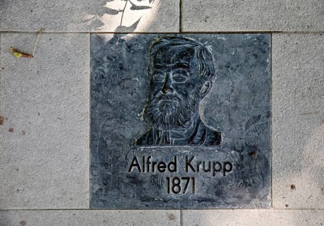 Bronze plaque of Alfred Krupp on the Walk of Fame in Bad Nauheim, Hesse, Germany