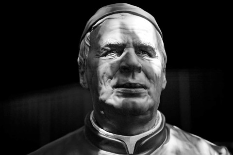 Portrait of the life-size figure of Sebastian Kneipp in the Kneipp spa town of Bad Nauheim, Hesse,