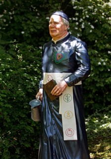 Life-size figure of Sebastian Kneipp in the Kneipp spa town of Bad Nauheim, Hesse, Germany
