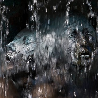 Fountain of Knowledge by Heinrich Jobst, close-up in the large spa gardens of Bad Nauheim, Hesse,