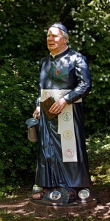 Life-size figure of Sebastian Kneipp in the Kneipp spa town of Bad Nauheim, Hesse, Germany