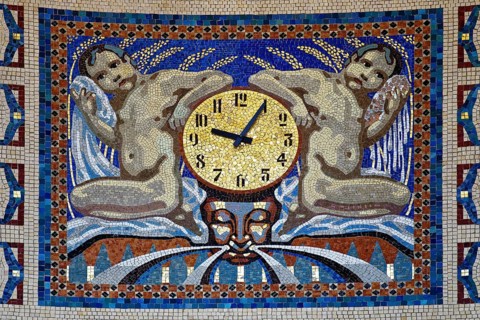 Waiting room in bathhouse 3 with mosaics from the Royal Bavarian Court Mosaic and Art Institute,
