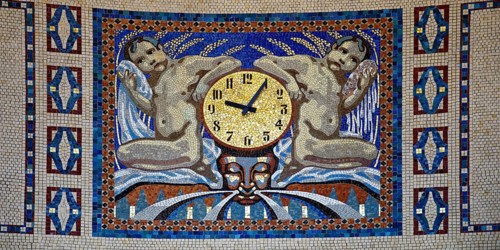 Waiting room in bathhouse 3 with mosaics from the Royal Bavarian Court Mosaic and Art Institute,