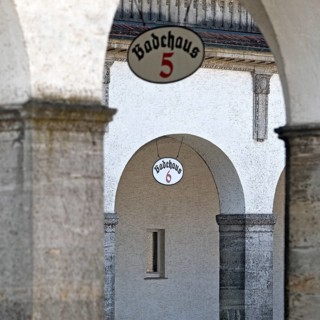 Arcade at bathhouse 5 and 6, Sprudelhof, an important spa complex built between 1905 and 1911 in