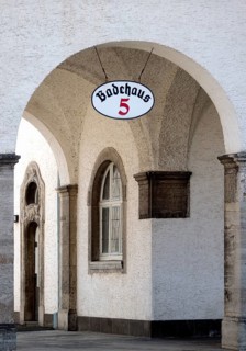 Arcade at bathhouse 5 in the Sprudelhof, an important spa complex built between 1905 and 1911 in