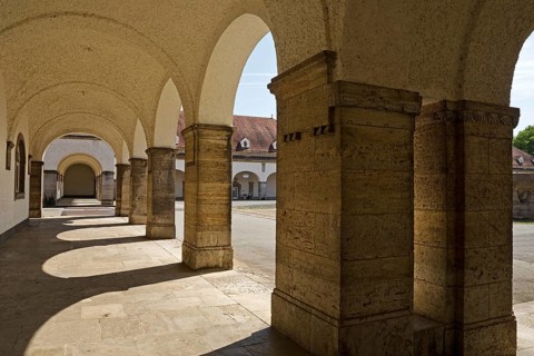 Arcade in the Sprudelhof, a spa complex built between 1905 and 1911 in Art Nouveau style, Bad