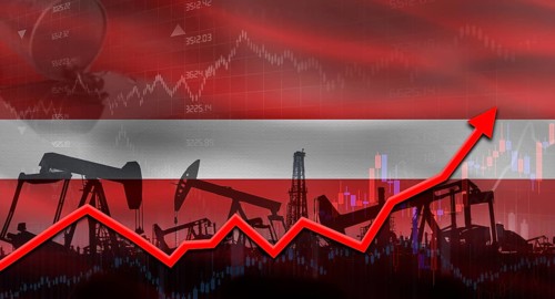 Oil pumps with Latvia flag. Oil production with Latvia flag, petrol industry