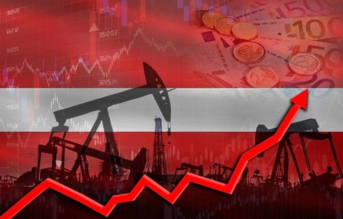 Oil production with Latvia flag, petrol industry. Oil pumps with Latvia flag