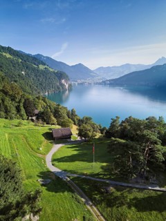 Rütli meadow, Grütli Museum and the Rütli House, fountains and the myths behind, Lake Lucerne,
