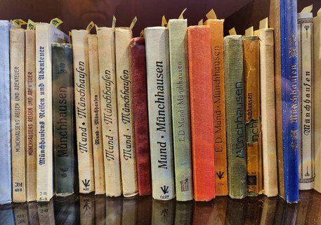 Books about Münchhausen in the Münchhausen Museum, Münchhausen town of Bodenwerder, Weserbergland,