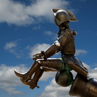 Munchausen figure, The Ride on the Cannonball, Munchausen Fountain by Bonifatius Stirnberg in