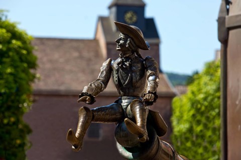 Munchausen figure, The Ride on the Cannonball, Munchausen Fountain by Bonifatius Stirnberg in