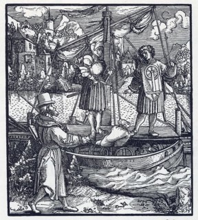 Page from Theuerdank, zentral Kaiser Maximilian, first edition of 1517, from Könnecke Bilderatlas