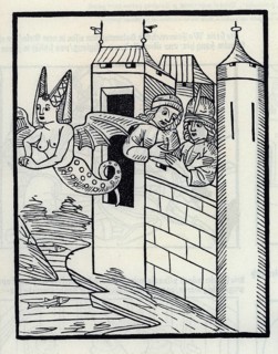 Woodcut from the oldest illustrated edition of Schöne Melusine from 1480, from Könnecke Bilderatlas