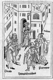 Copperplate engraving from the translation by Terence Eunuchus 1486, from Könnecke Bilderatlas zur